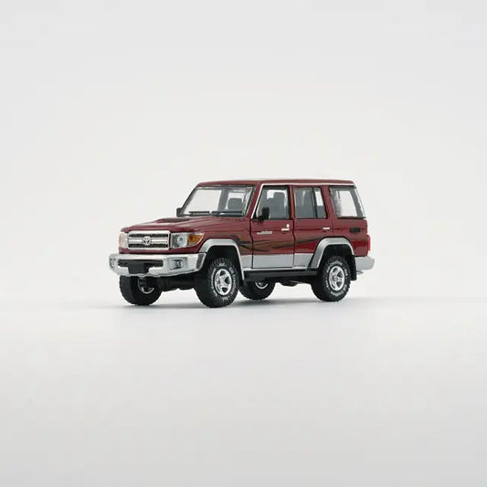perspective view of both the front and the side Toyota Land Cruiser LC76 - Dark Red (RHD) BM creations 1:64 scale model car