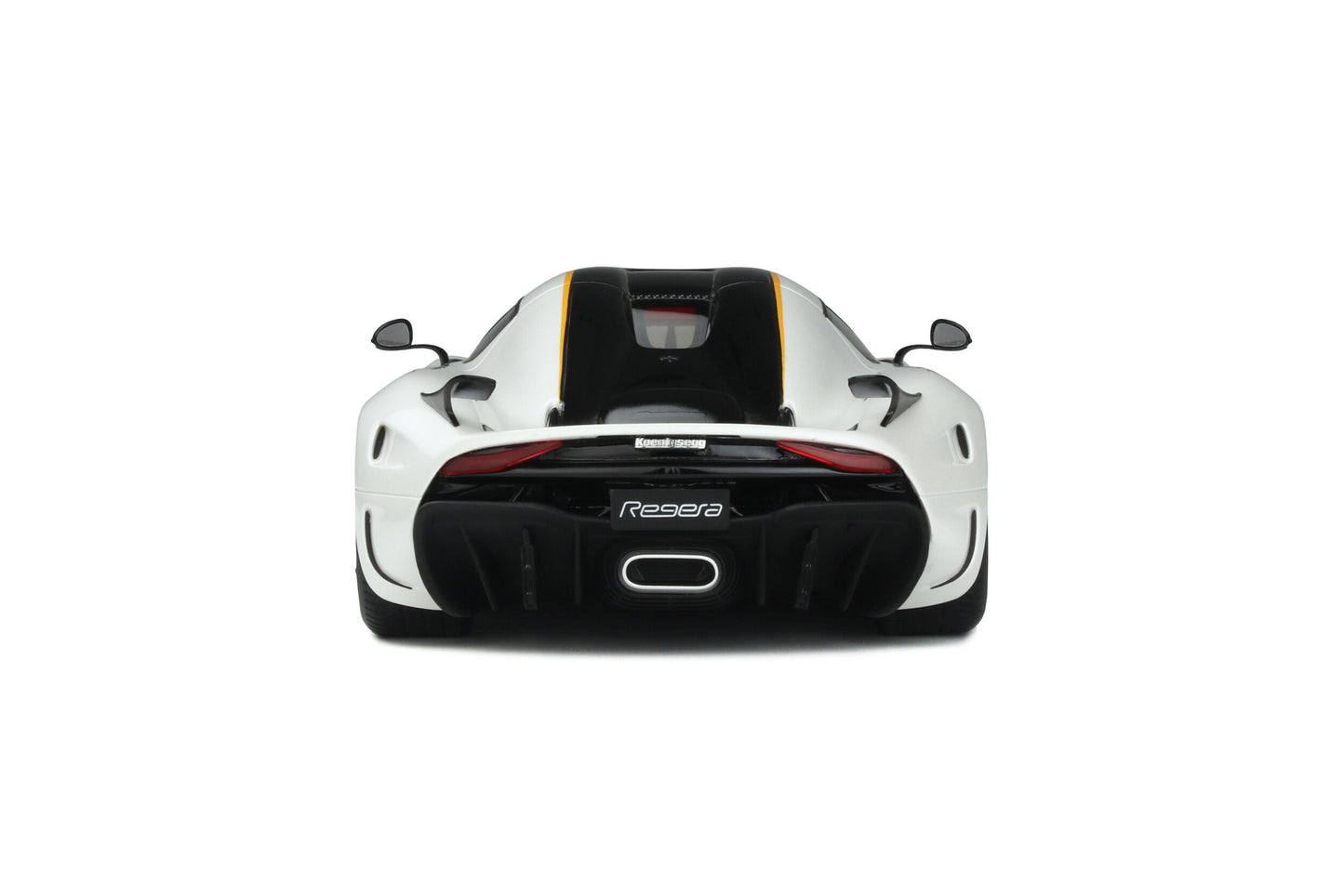 back view Koenigsegg Regrera Record White 2023 1:18 scale model car by GT Spirit