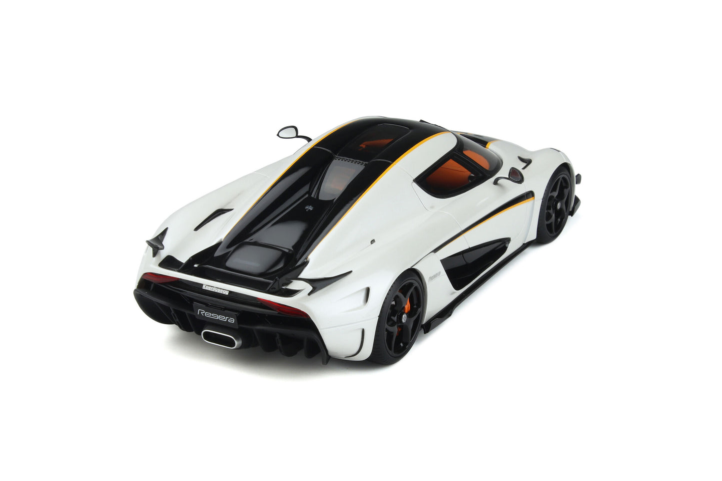 top back perspective view Koenigsegg Regrera Record White 2023 1:18 scale model car by GT Spirit