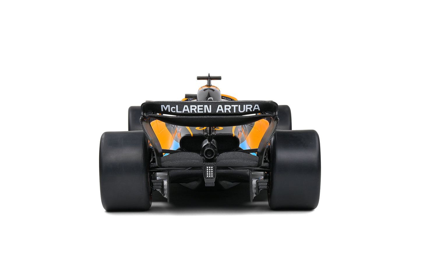 back side view of McLaren MCL36 D.RICCIARDO Orange Australia GP 2022 Solido 1:18 scale model car