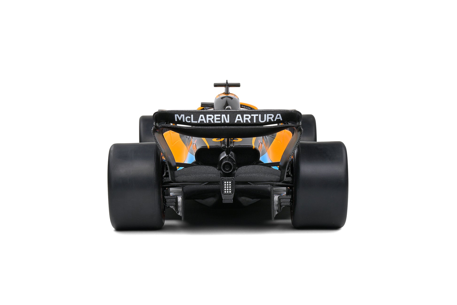 back side view of McLaren MCL36 D.RICCIARDO Orange Australia GP 2022 Solido 1:18 scale model car