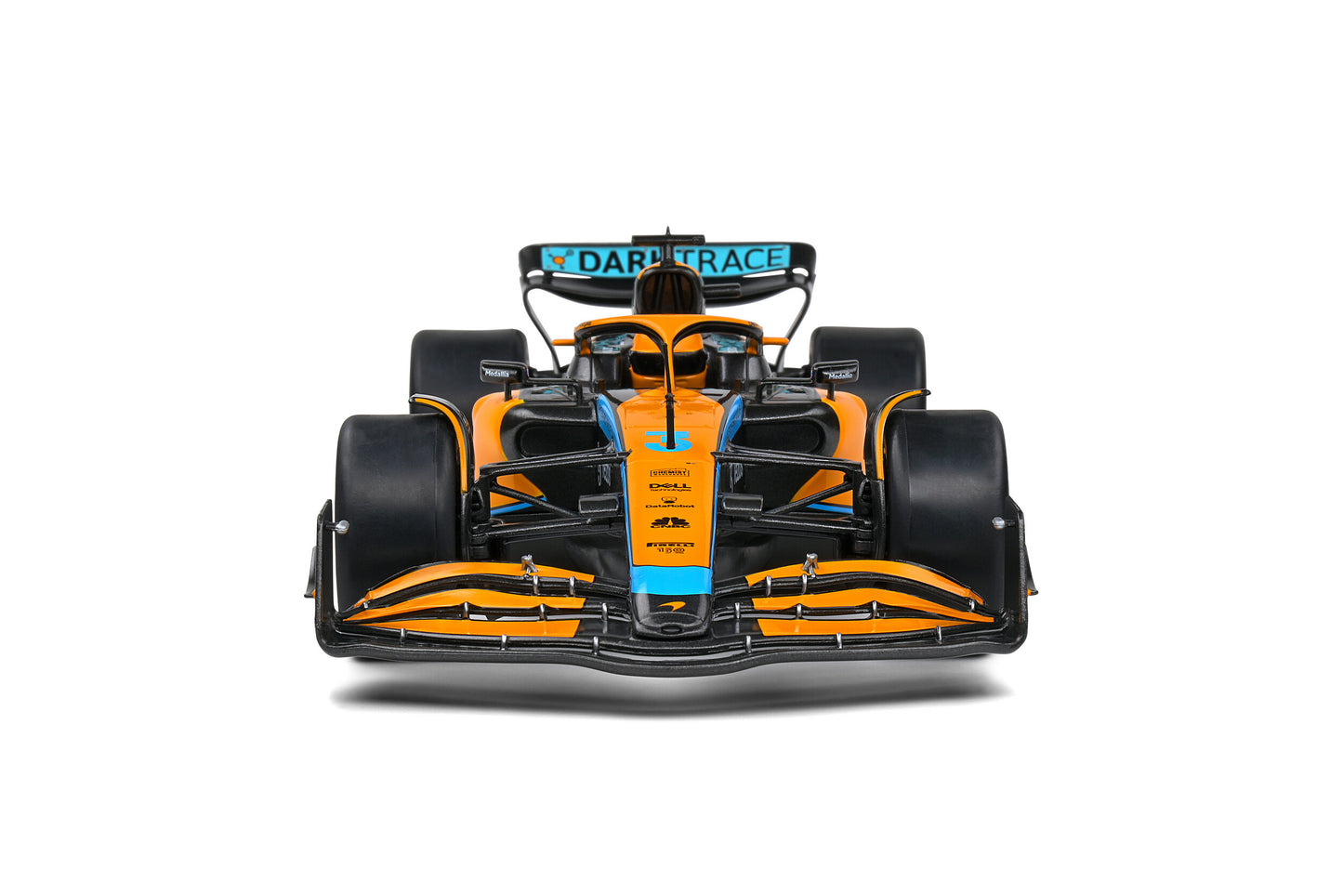 front view of McLaren MCL36 D.RICCIARDO Orange Australia GP 2022 Solido 1:18 scale model car
