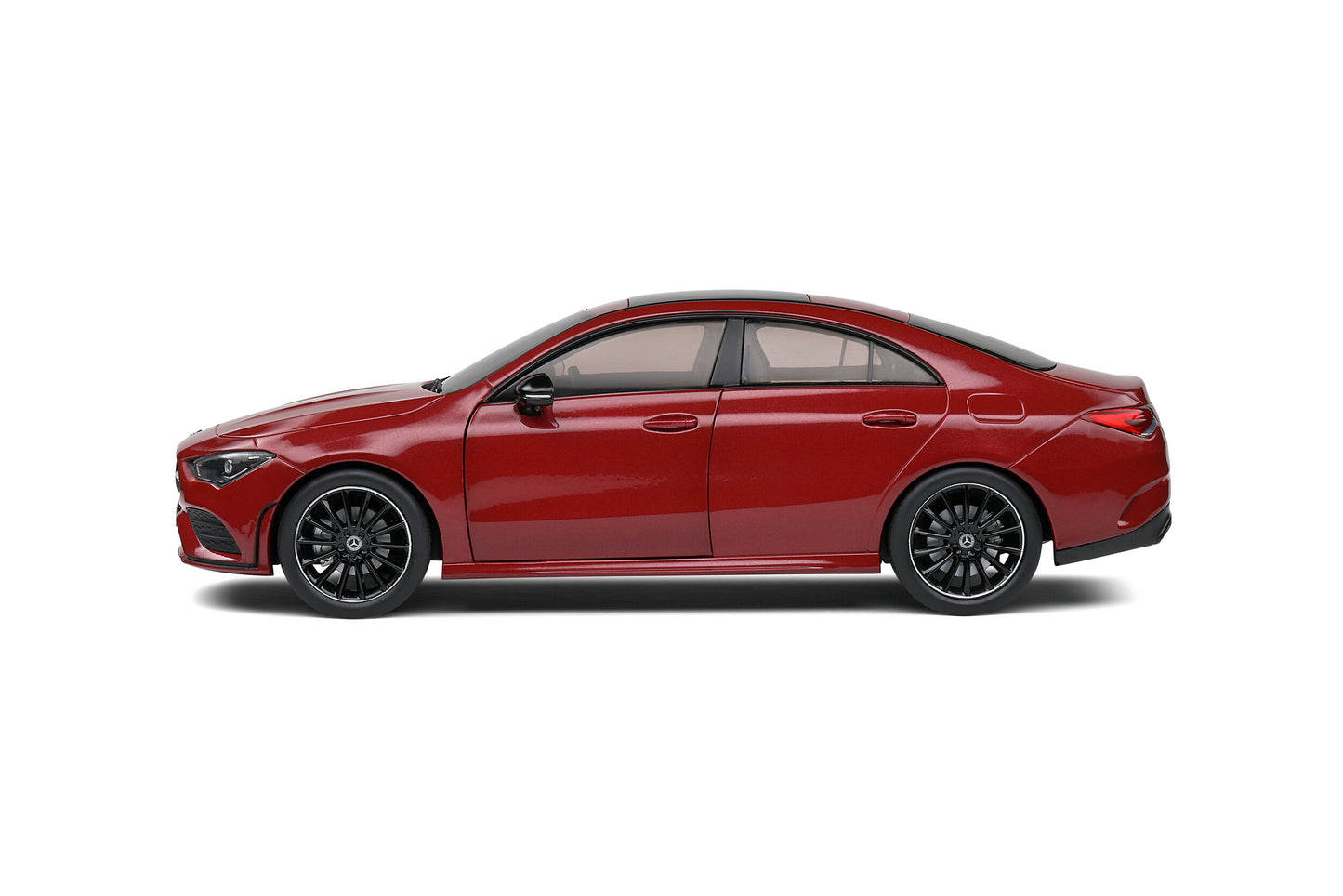 side view of Mercedes Benz CLA C118 Coupe AMG Line - Rouge Patagonie - 2019 Solido scale model car