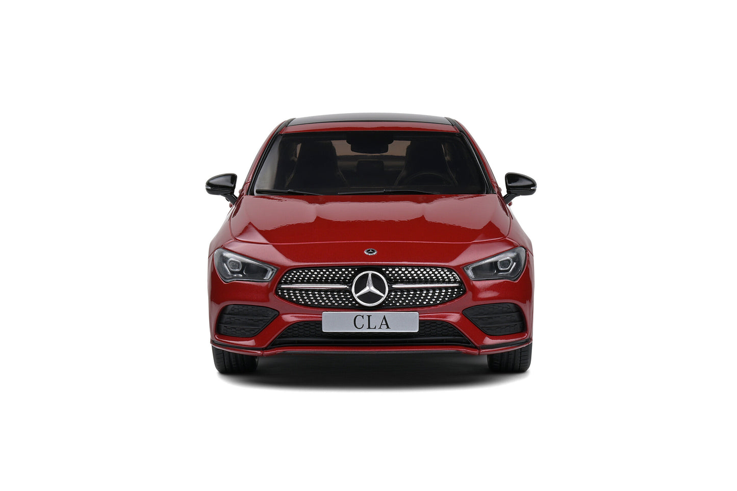 front view of Mercedes Benz CLA C118 Coupe AMG Line - Rouge Patagonie - 2019 Solido scale model car