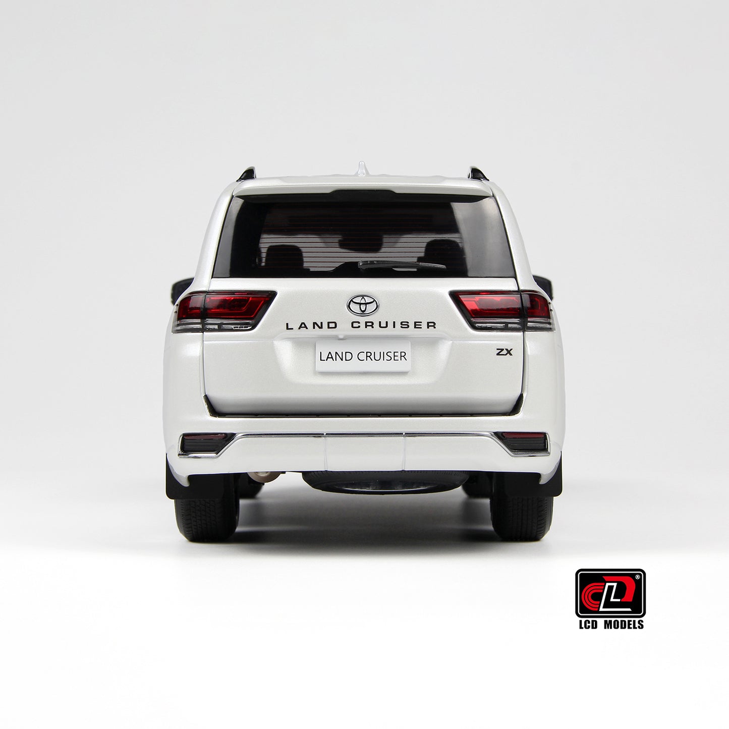 back view of Toyota Land Cruiser White 1:18 scale model car - LCD Models