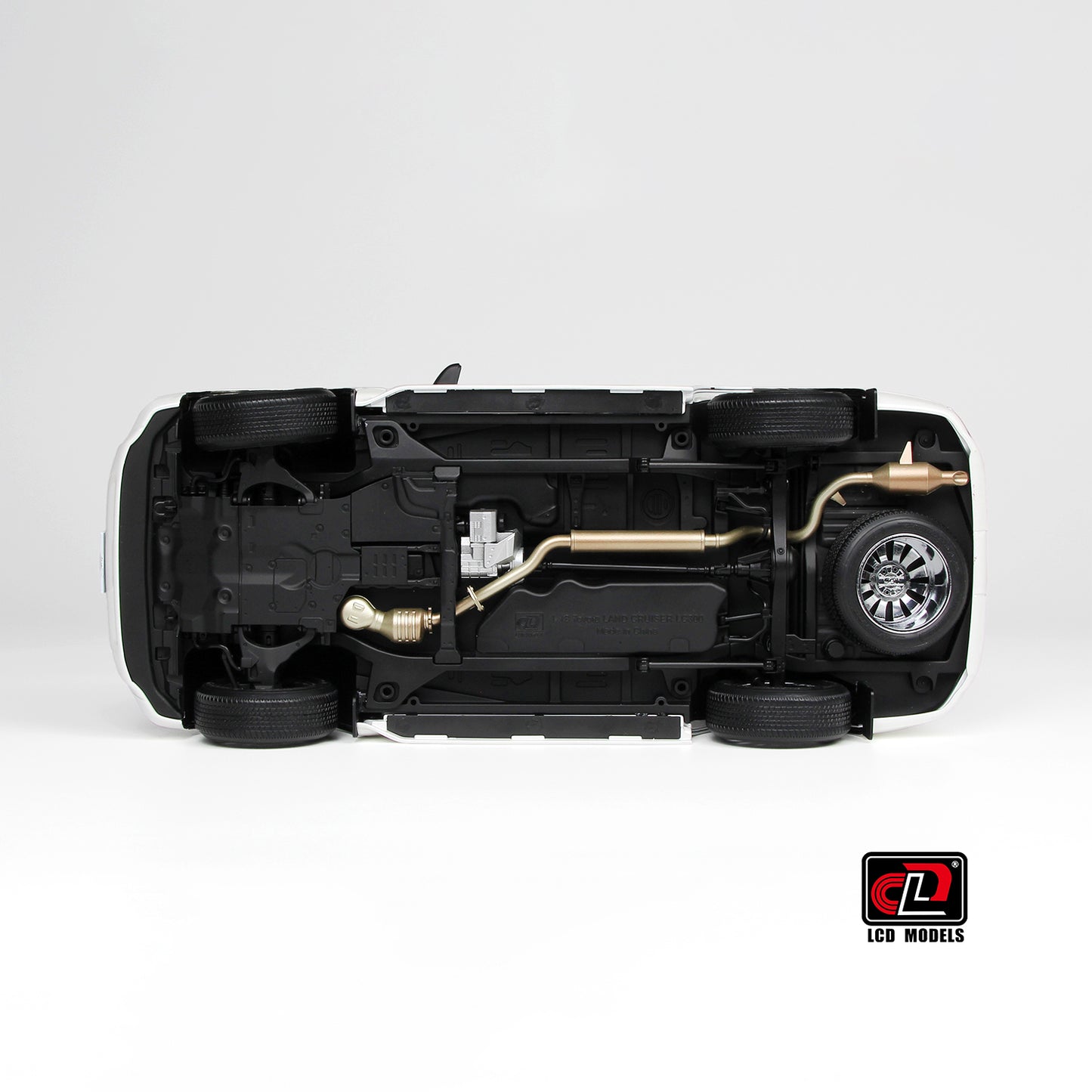 Top-down view of a Toyota Land Cruiser White 1:18 scale model car - LCD Models