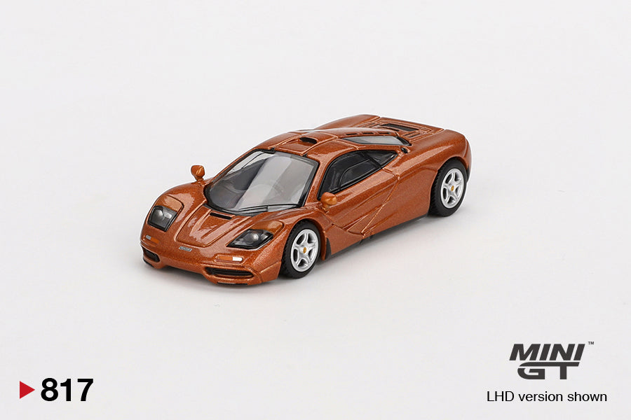 Front perspective view of McLaren F1 Yquem 1:64 scale model car- Mini GT