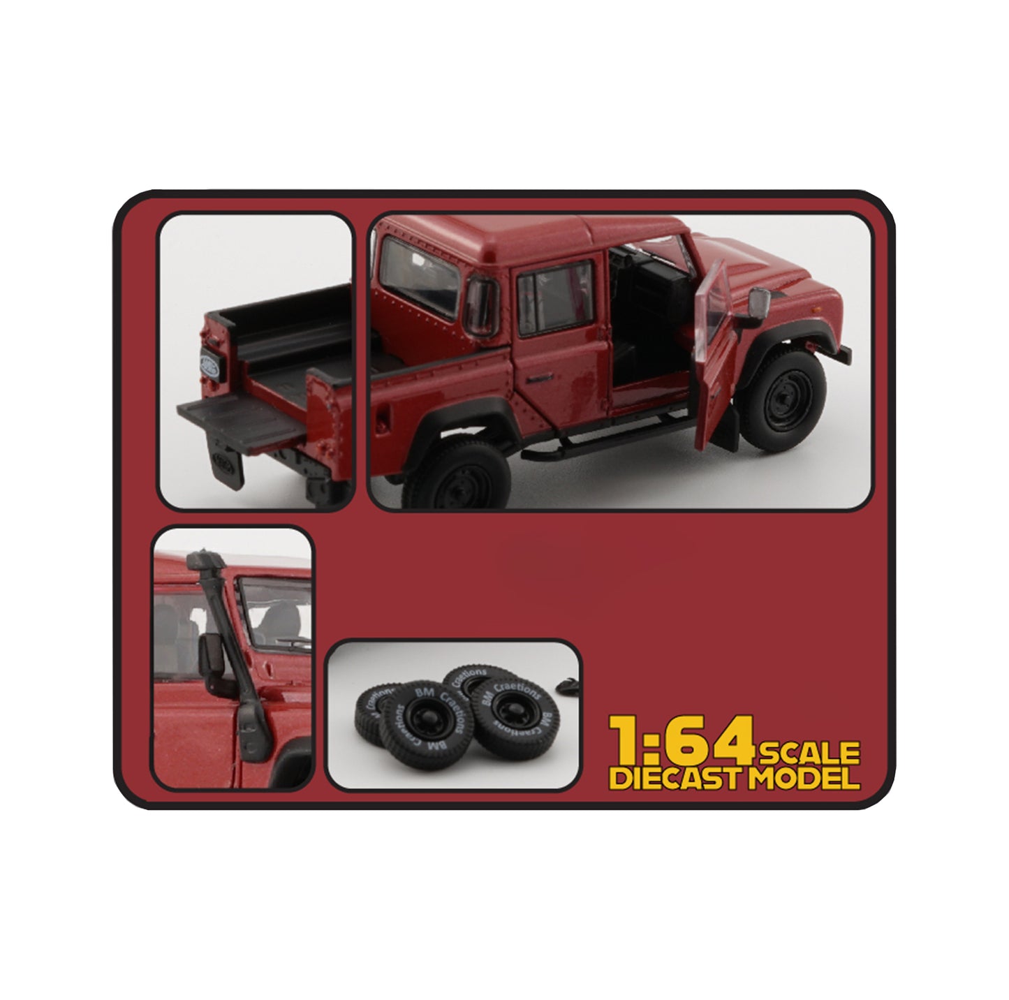 Land Rover Defender 110 Pick Up Orange (RHD) 1:64 scale model car - BM Creations