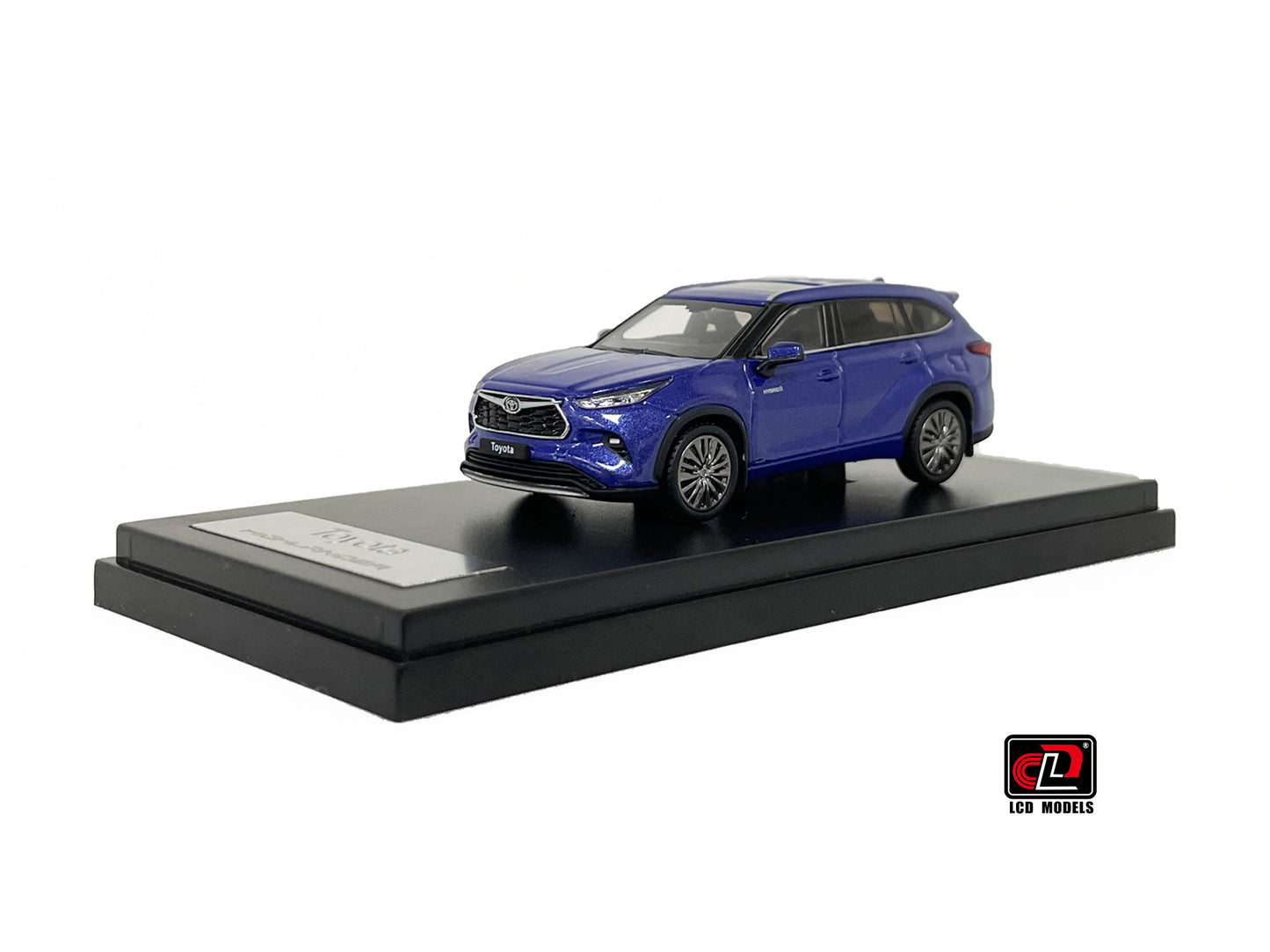 front and side perspective vew of LCD 1:64 Toyota HighLander BLUE