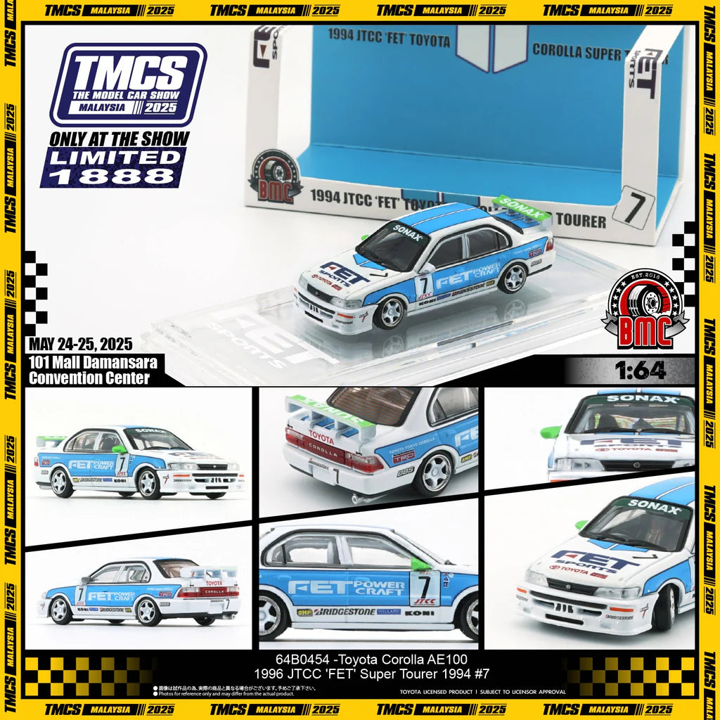 Toyota Corolla AE100 JTCC 'FET' Super Tourer 1994 #7 TMCS2025 1:64 scale model car - BM Creations