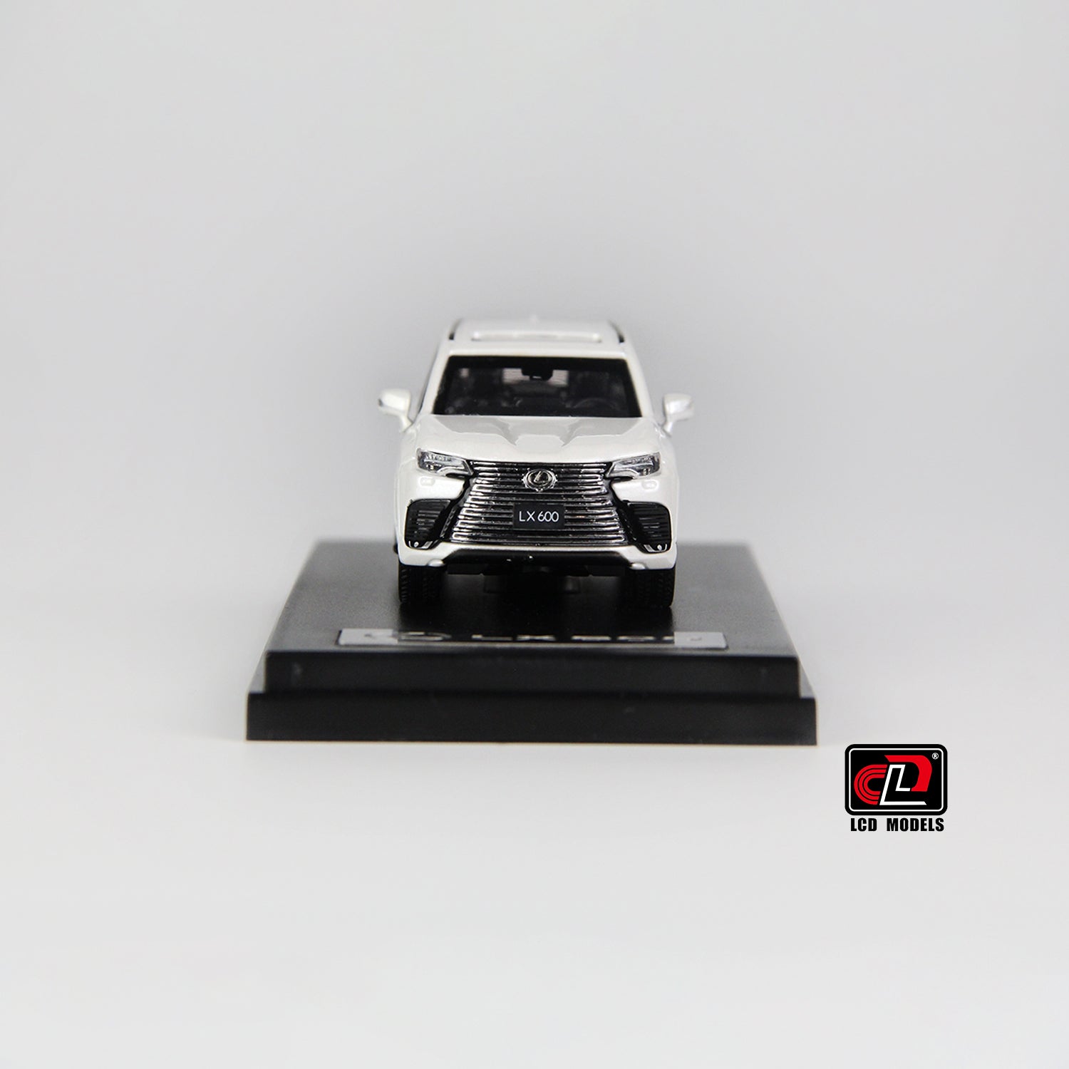 front side view of LX600 White LCD 1:64 scale model car