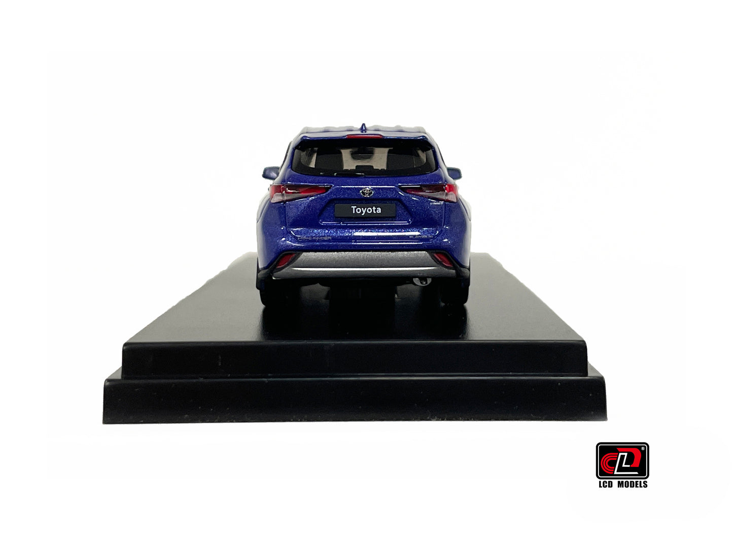 back view of LCD 1:64 Toyota HighLander BLUE