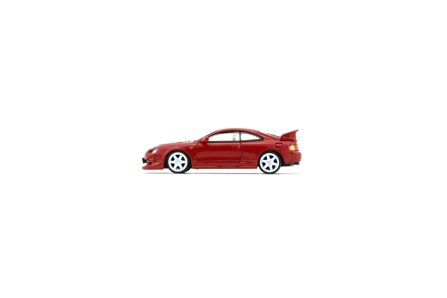 Side view of Toyota Celica GT Four Red (RHD) 1:64 scale model car - BM creations Product code 64B0417