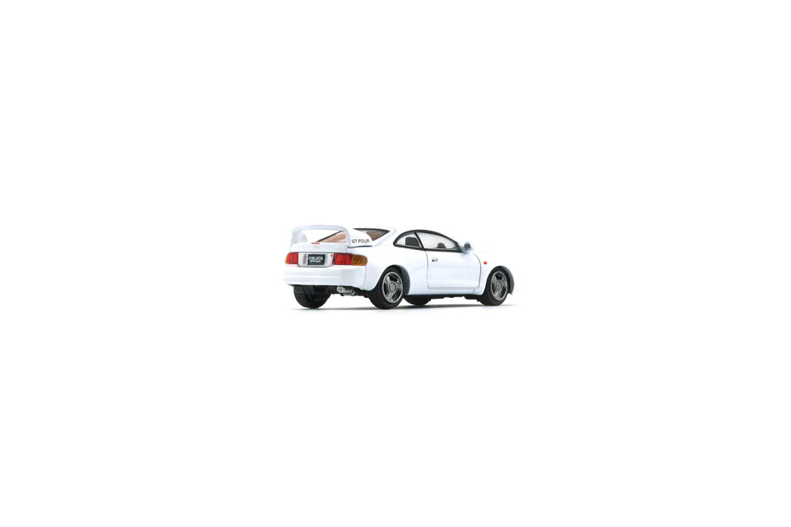 back perspective view of Toyota Celica GT Four White (RHD) 1:64 scale model car - BM creations Product code 64B0419