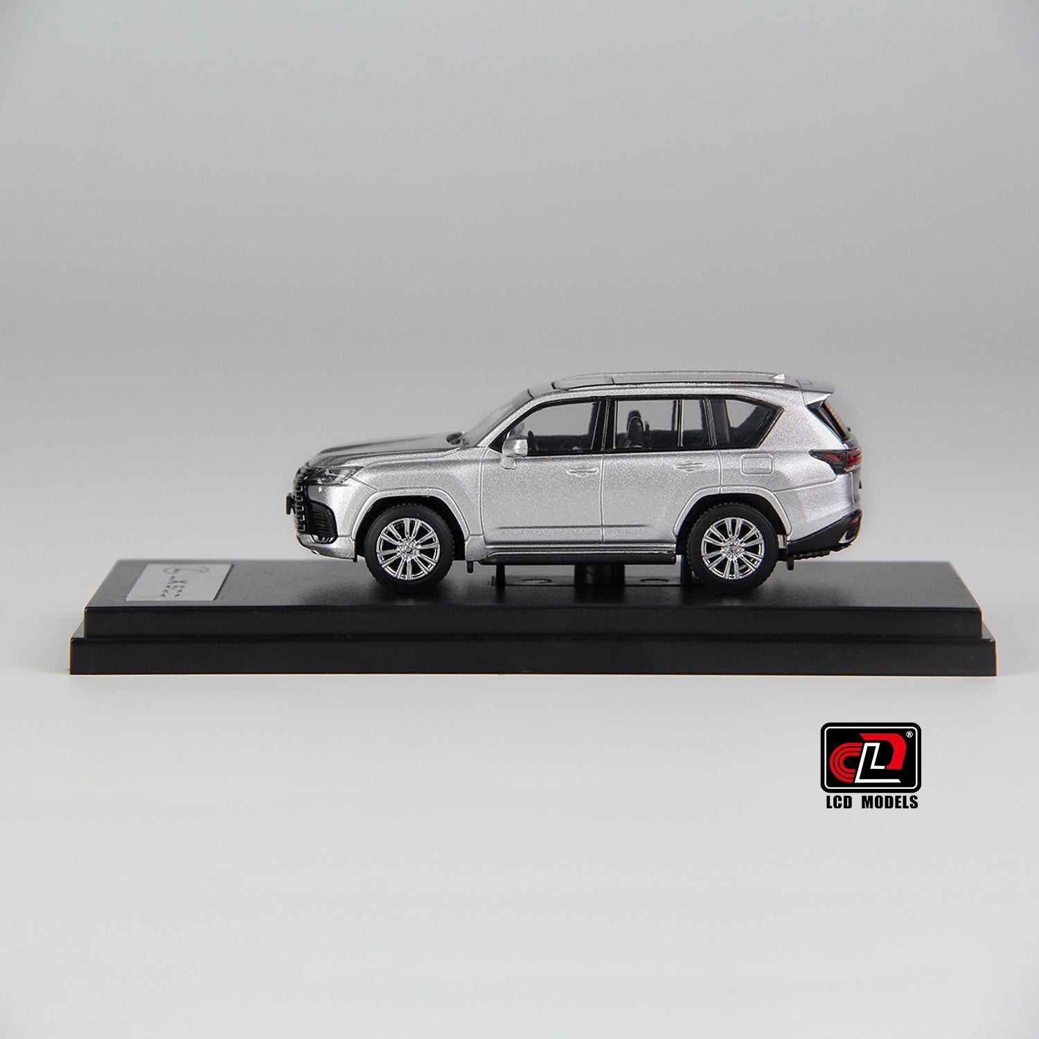 side view front and side perspective view of LX600 Silver LCD 1:64 scale model car