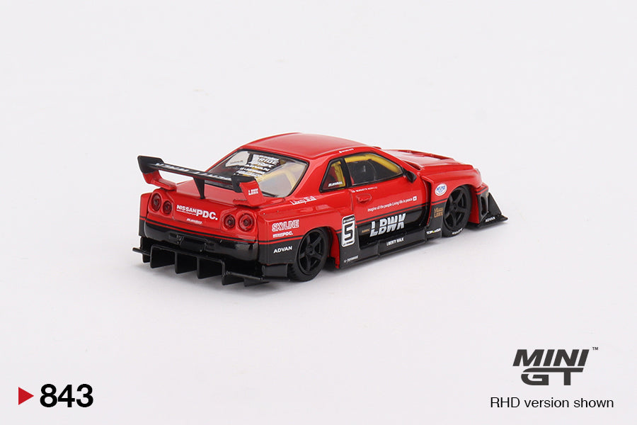 Nissan LB-ER34 Super Silhouette SKYLINE Red/Black 1:64 scale model car - Mini GT