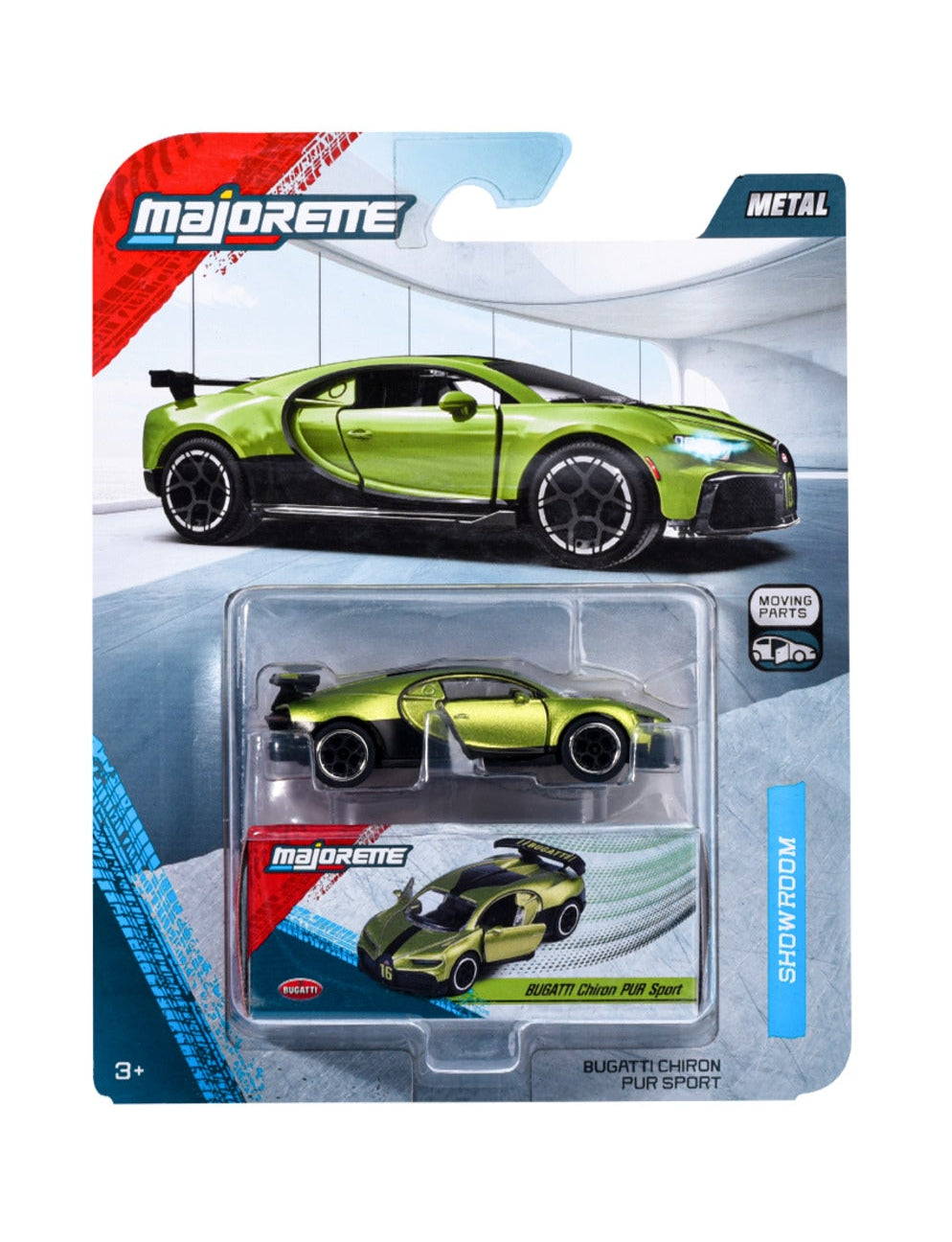 Bugatti Chiron Pur Sport Green 1:64 scale model car - Majorette Showroom Deluxe