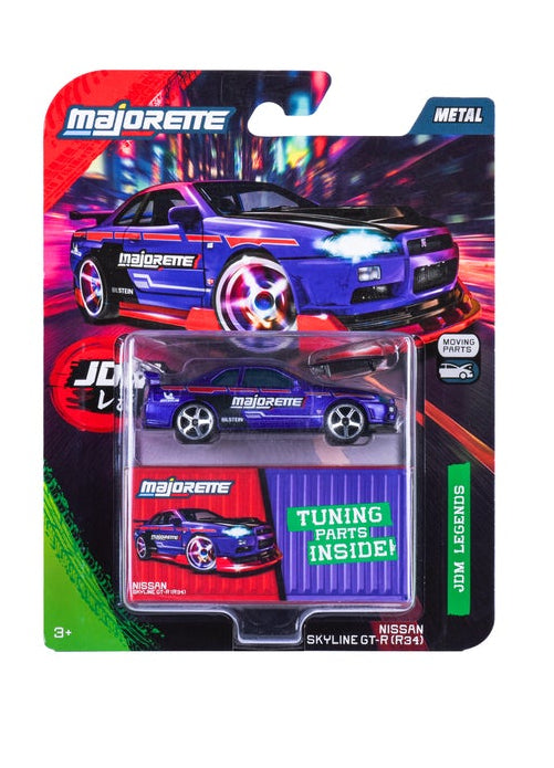 Nissan Skyline GT-R R34 Purple 1:64 scale model car - Majorette JDM Legends Deluxe