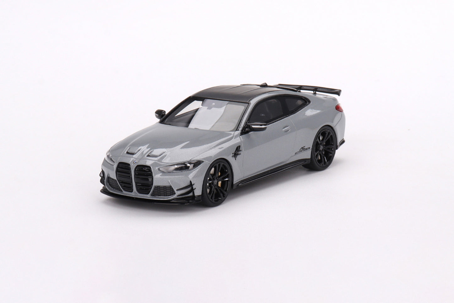 Damaged/Broken acrylic case with damaged mirror - BMW M4 by AC Schnitzer Brooklyn Grey Metallic 1:43 scale model car - TSM model