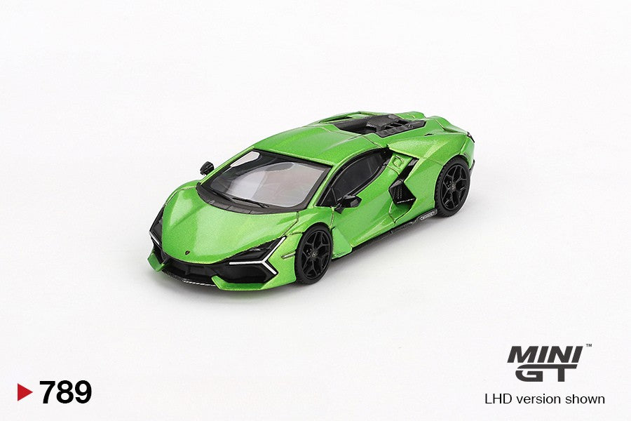 Lamborghini Revuelto Verde Selvans 1:64 scale model car - Mini GT