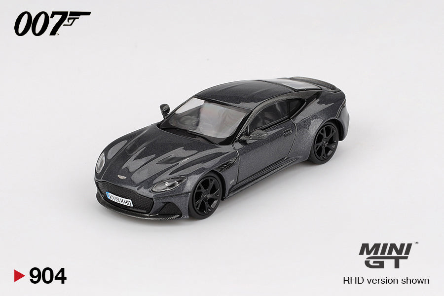 Front perspective of Aston Martin DBS no time to die 1:64 scale model car - Mini GT