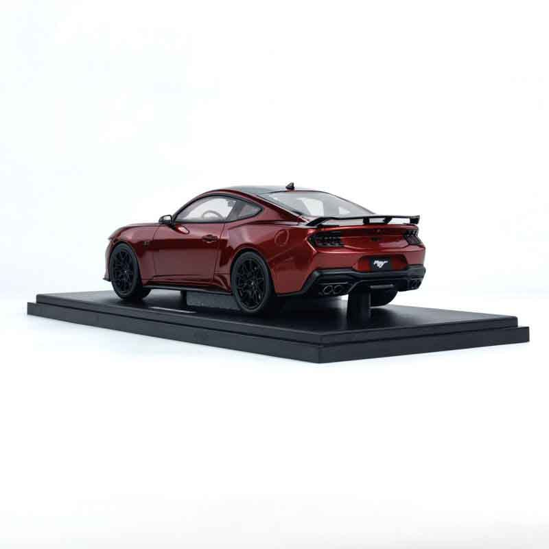 back perspective view of Ford Mustang GT 2024 Rapid RED 1:18 scale model car -GT Spirit