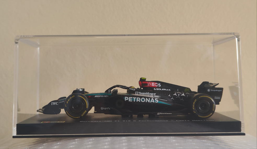 Mercedes AMG W-15 Formula 1 2024 Lewis Hamilton 1:43 scale model car with Acrylic case - Bburago