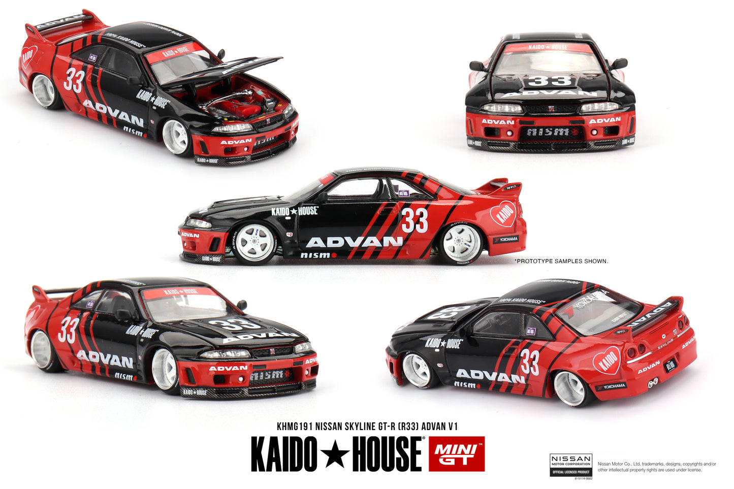 Add the KAIDOHOUSE x Mini GT Nissan Skyline R33 Advan (KHMG191). 1:64 scale with an opening hood and iconic Advan racing livery. Shop now!