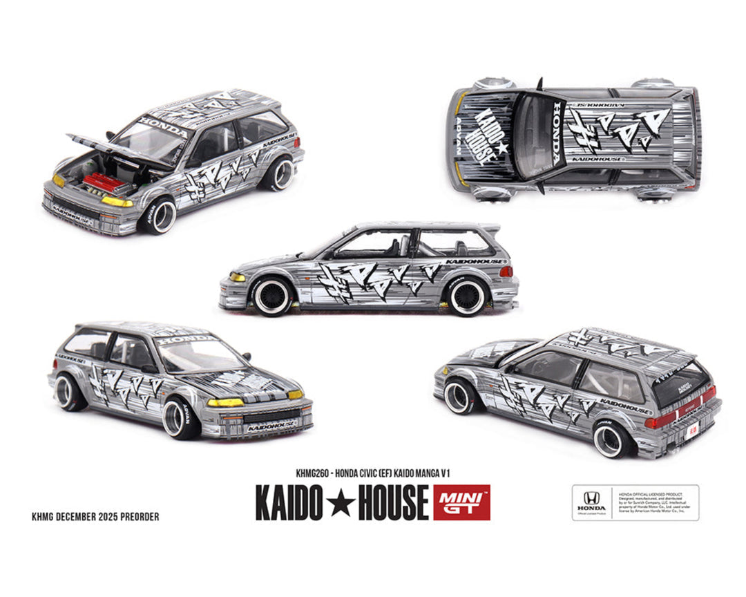 Honda Civic (EF) Kaido Manga V1 Silver 1:64 scale model car