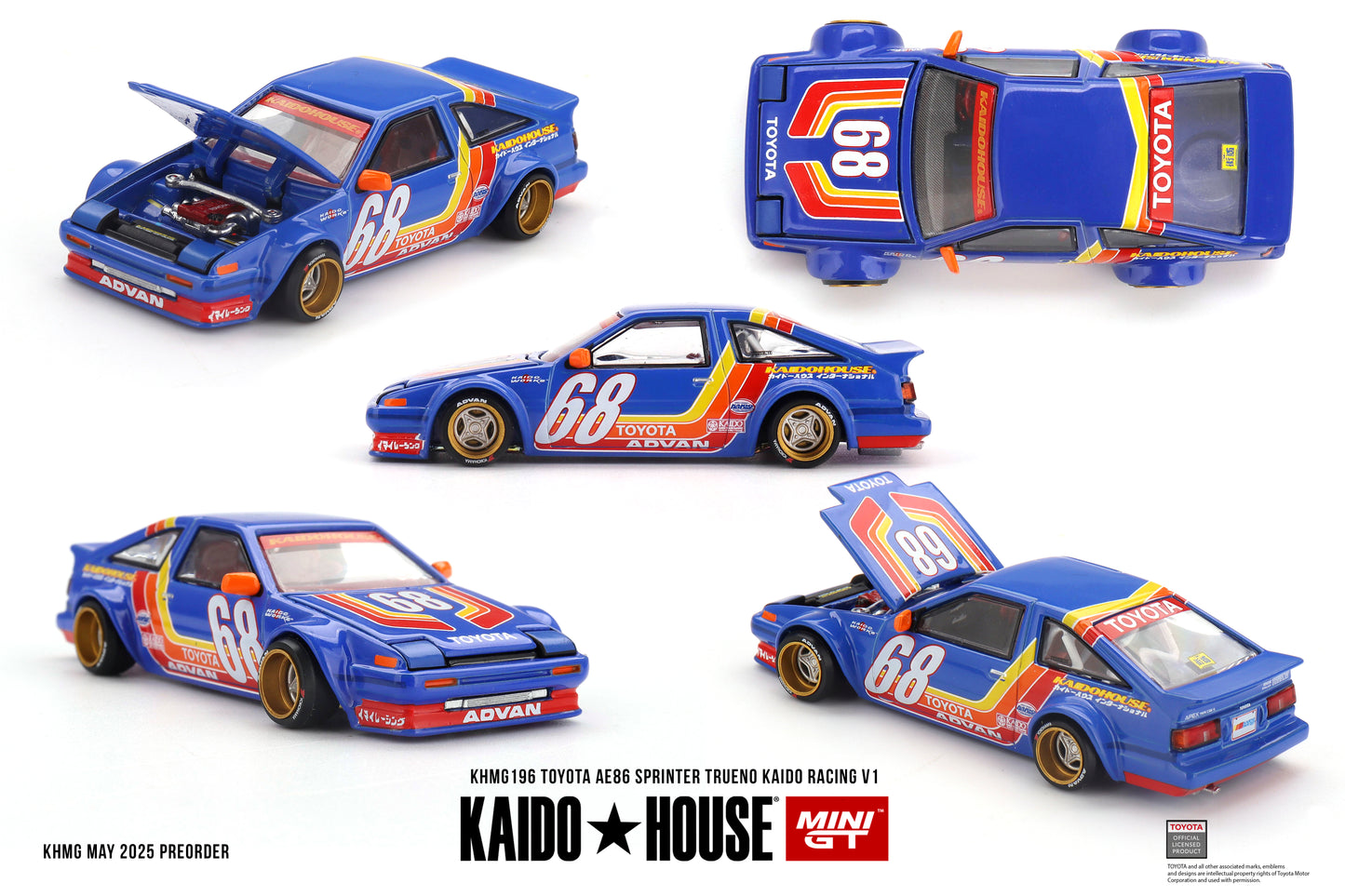 Toyota AE86 Sprinter Trueno Kaido Racing V1 1:64 scale model car - KAIDOHOUSE X Mini GT