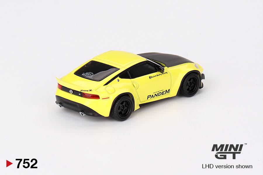 Nissan Z Pandem Ikazuchi Yellow 1:64 scale model car - Mini GT