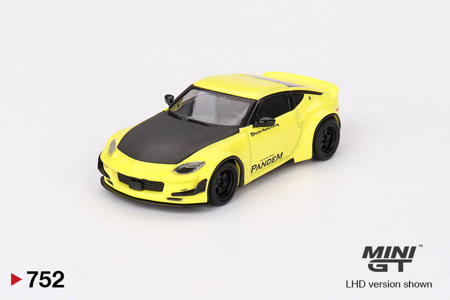 Nissan Z Pandem Ikazuchi Yellow 1:64 scale model car - Mini GT