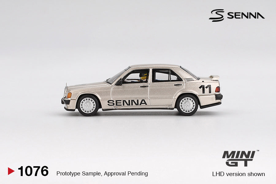 Mercedes-Benz 190 E 2.3-16 #11 Ayrton Senna 1984 Nürburgring Race of Champions w/ Figure 1:64 scale model car - Mini GT