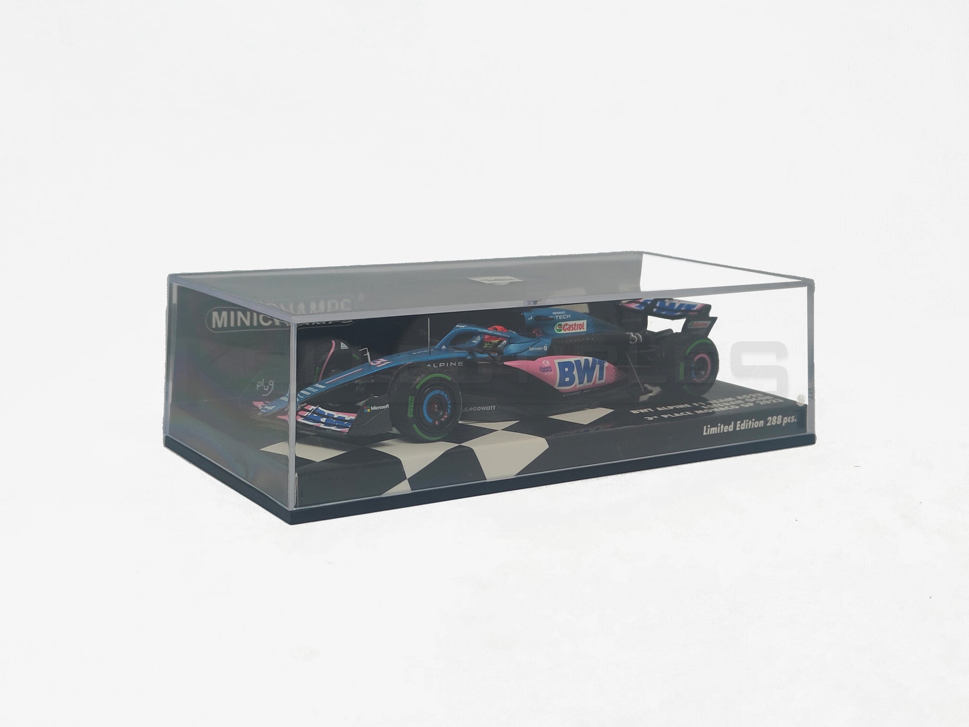 BWT Alpine F1 Team A523 3rd Monaco GP 2023 1:43 scale model cars by Minichamps