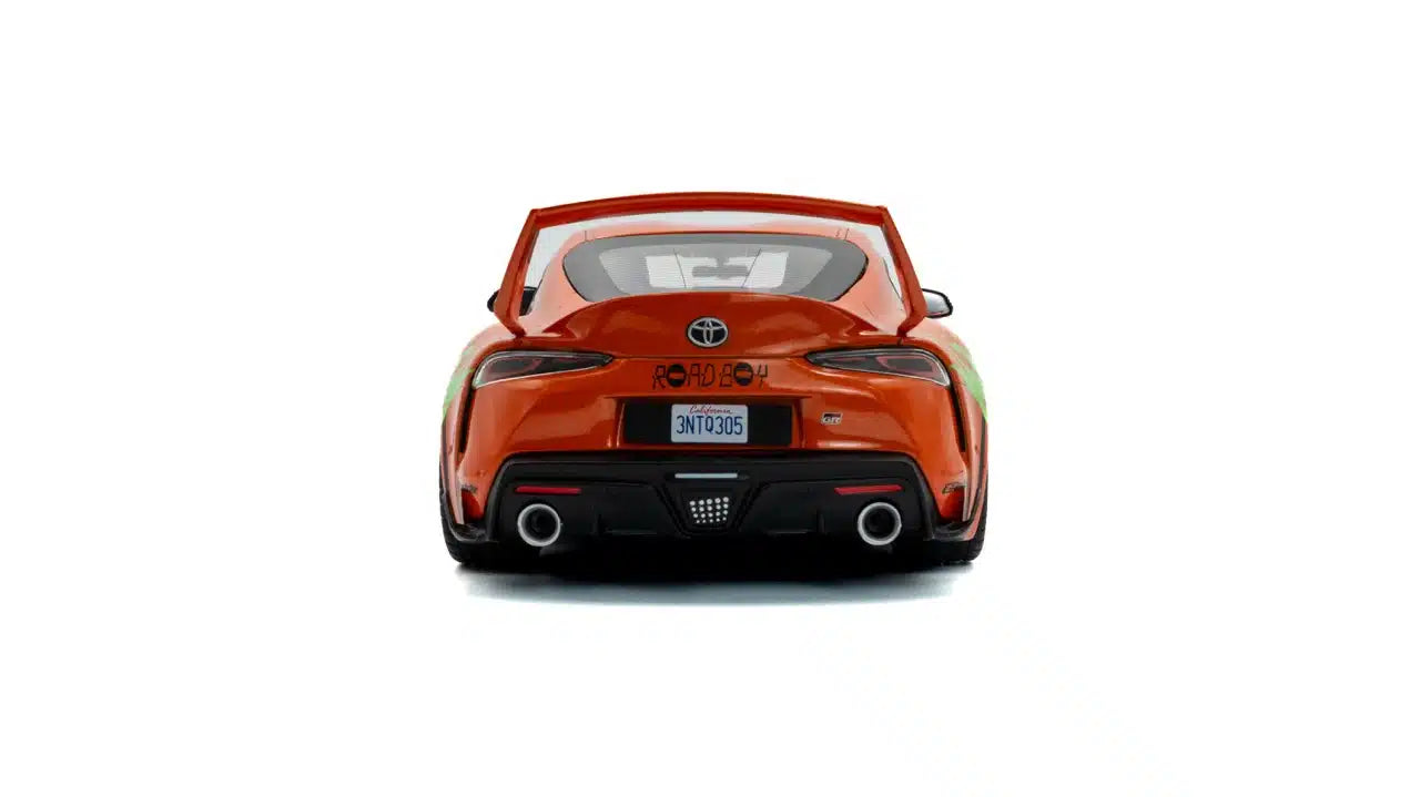 Back view of Toyota GR Supra Fast & Furious Tribute Orange 2024 1:18 scale model car - Solido