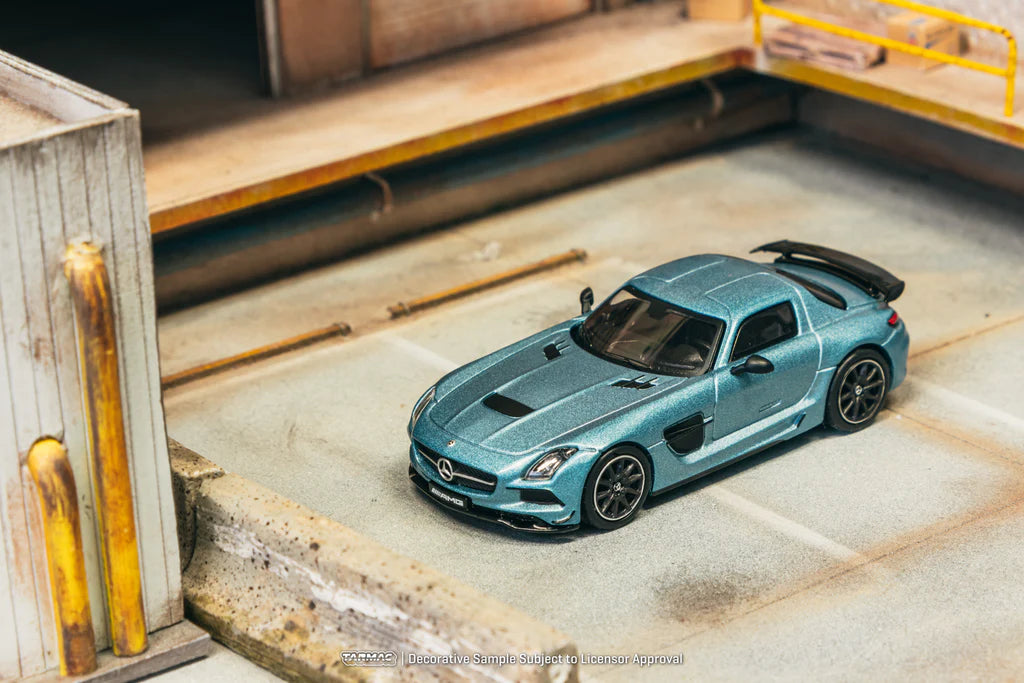 Mercedes Benz SLS AMG Coupe Black Series Matte Blue 1:64 scale model car - Tarmac works