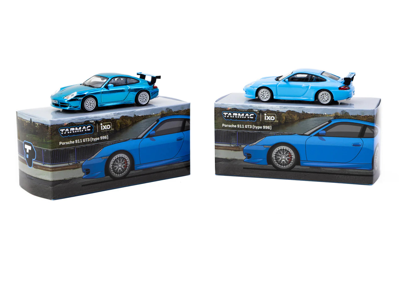 Porsche 911 GT3 (type 996) Light Blue 1:64 scale model car - Tarmac Works X iXO Models GLOBAL64