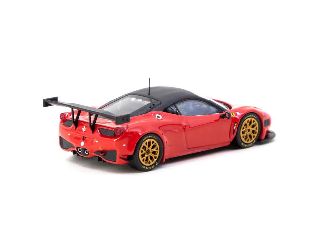 back perspective view of Ferrari 458 Italia GT3 Red 1:64 scale model car - Tarmac works