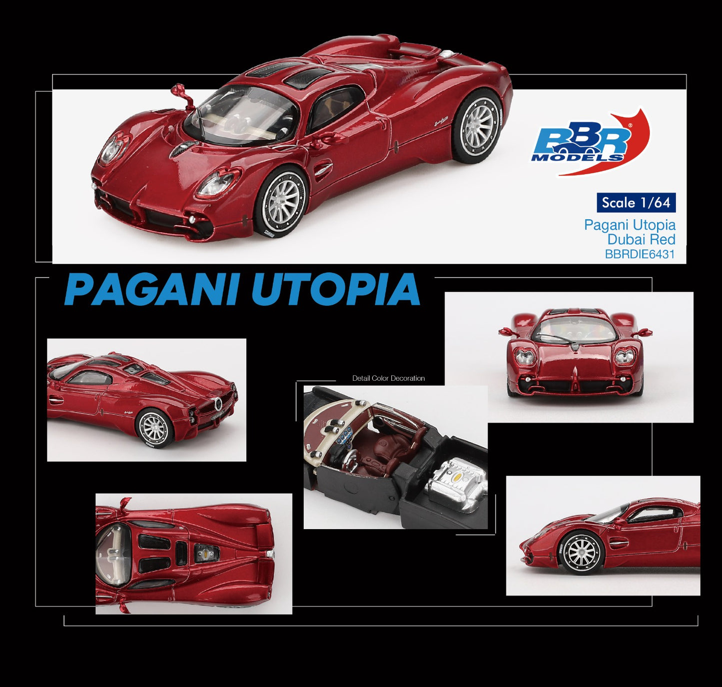 Pagani Utopia Dubai Red 1:64 scale model car - BBR models