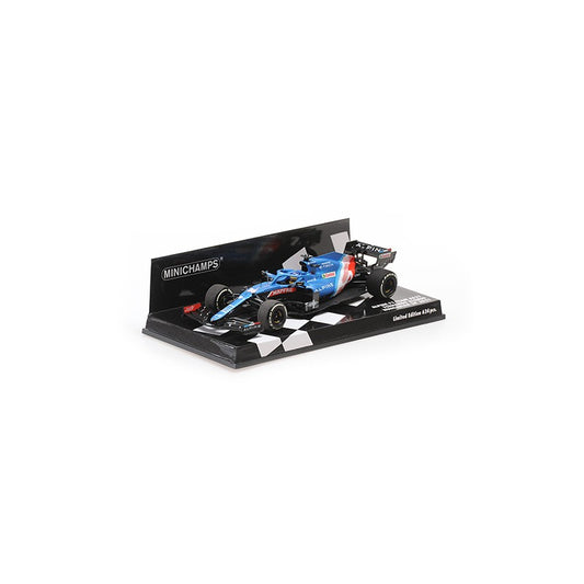 front and side prespective view of Alpine F1 Team A521 2021 Minichamps 1:43 scale model car