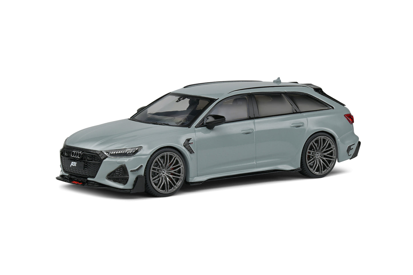 front and side perspective view of Audi RS6-R Nardo Grey Solido 1:43 scale model car