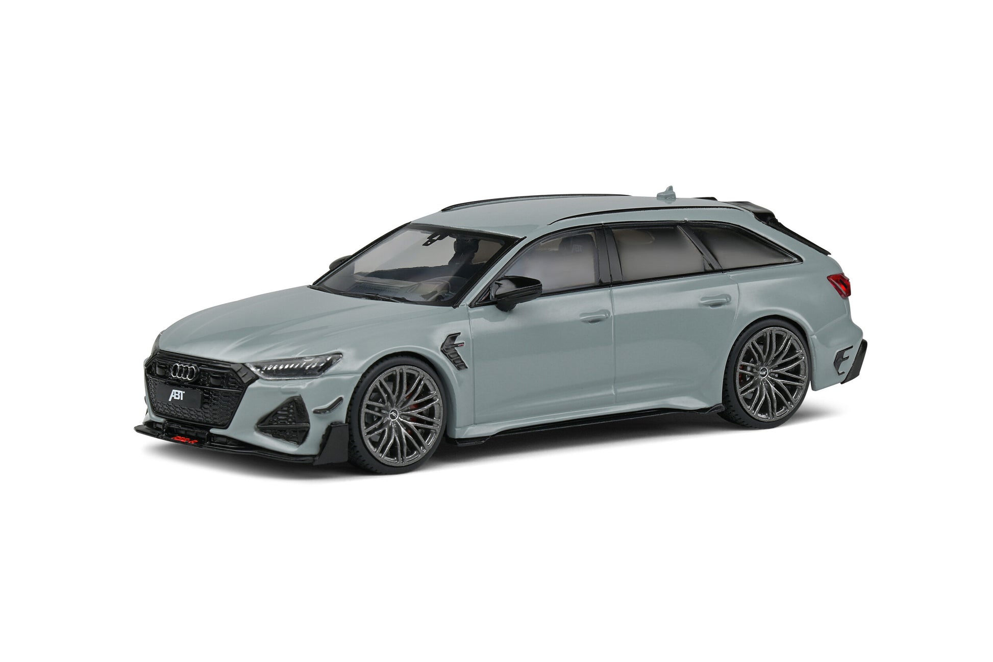 front and side perspective view of Audi RS6-R Nardo Grey Solido 1:43 scale model car