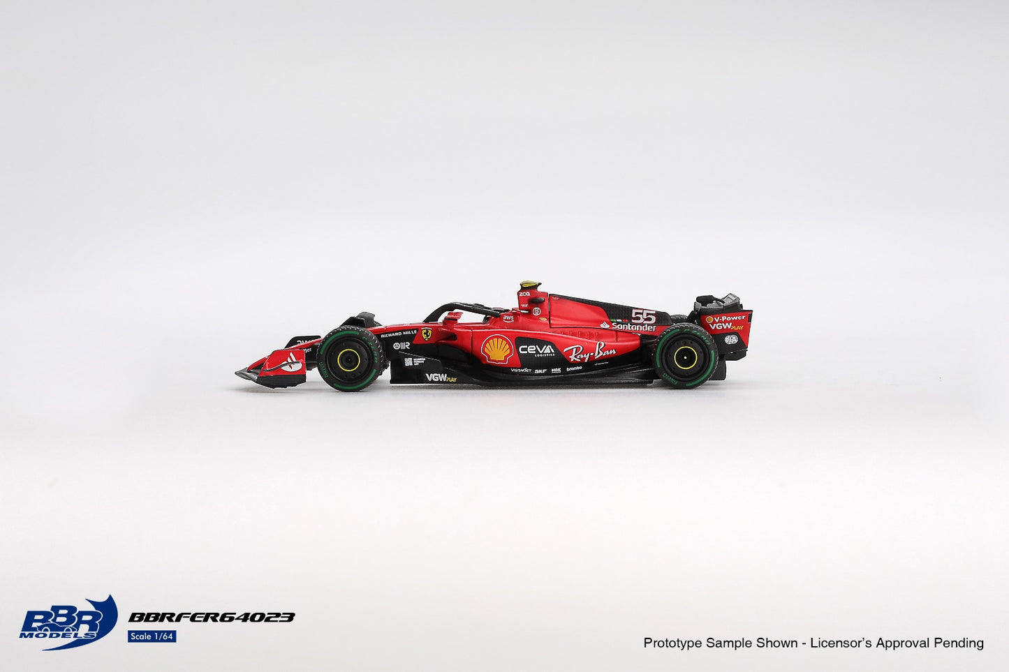 Ferrari SF-23 #16 C. Sainz 2023 Monaco GP 1:64 scale model car - top view