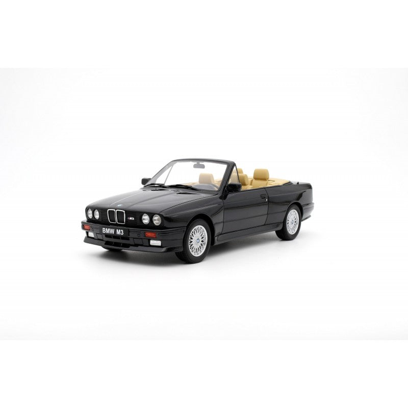 front perspective of BMW E30 M3 Convertible Black 1989 Ottomobile 1:18 scale model car