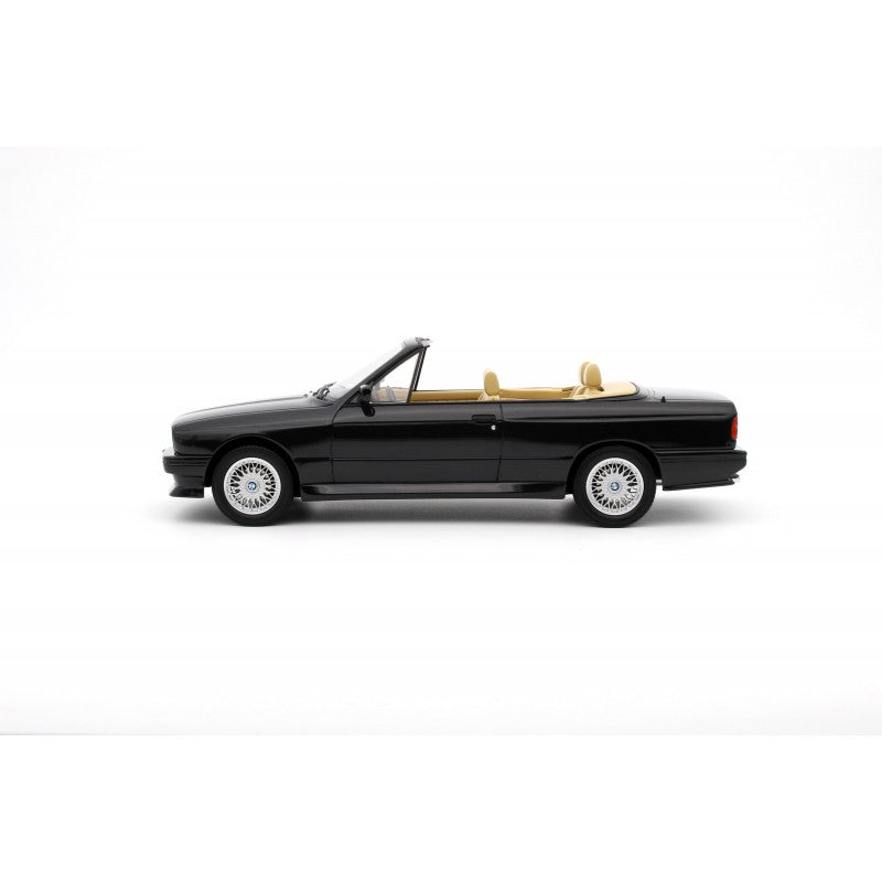 side view of BMW E30 M3 Convertible Black 1989 Ottomobile 1:18 scale model car