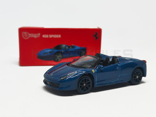 Ferrari 458 Spider Blue 1:64 scale model car - Bburago