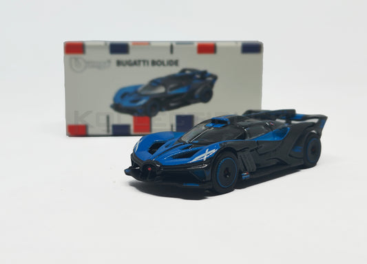 box of Bugatti Bolide - Blue and Black 1:64 scale model car - Bburago