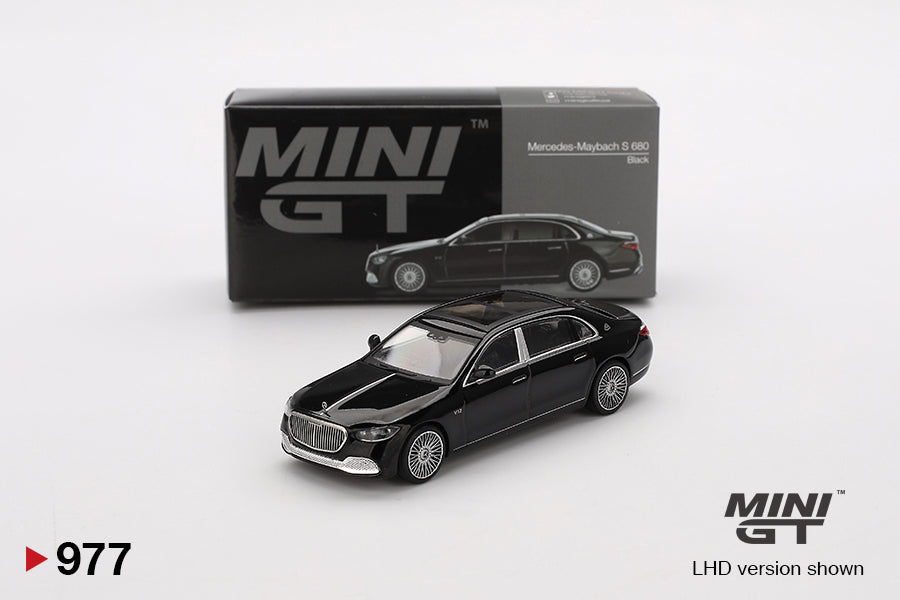 Box of Mercedes-Maybach S 680 Black 1:64 scale model car - Mini GT