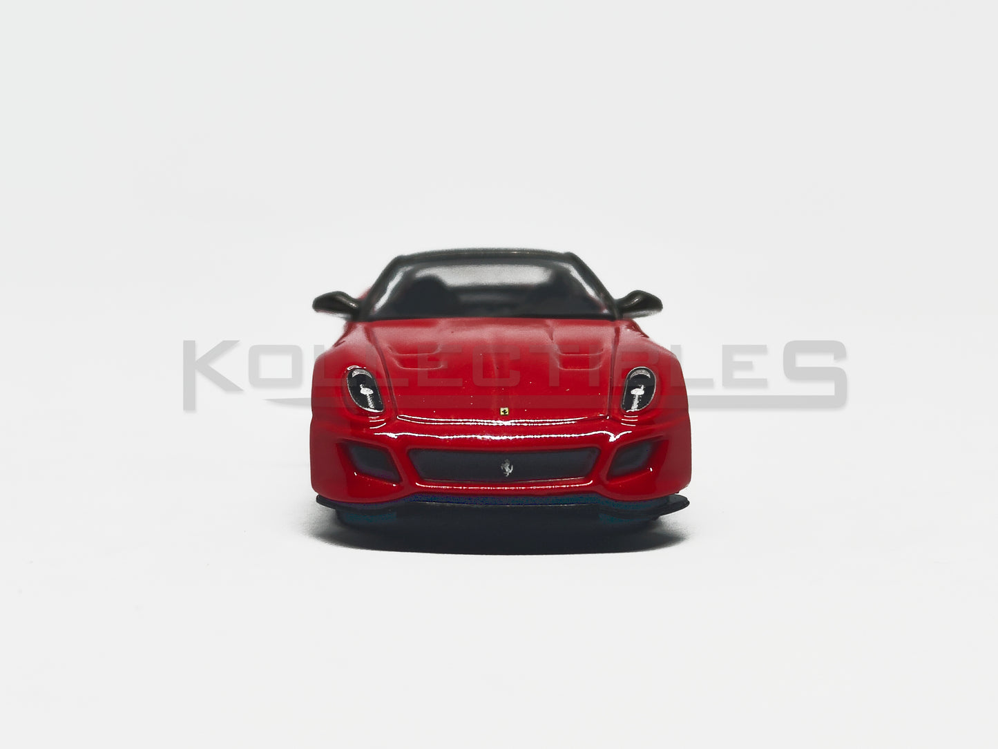 Front view of Ferrari 599 GTO Red 1:64 scale model car - Bburago