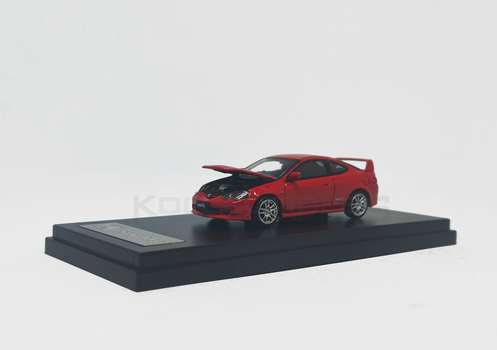 Front perspective with Hood open of Honda Integra Type R DC5 1:64 scale model car by LCD Models (LCD64038-RE)
